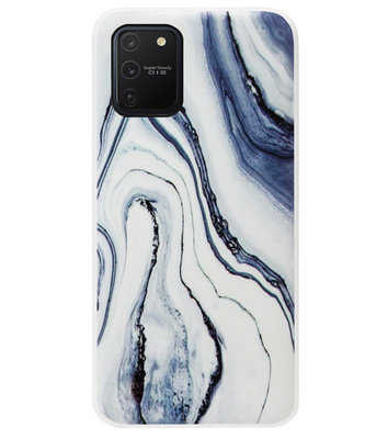 ADEL Siliconen Back Cover Softcase Hoesje voor Samsung Galaxy S10 Lite - Marmer Blauw Wit
