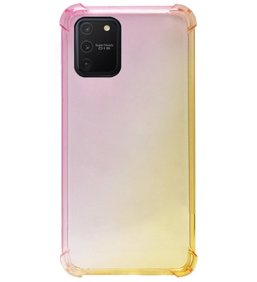 ADEL Siliconen Back Cover Softcase Hoesje voor Samsung Galaxy S10 Lite - Kleurovergang Roze Geel
