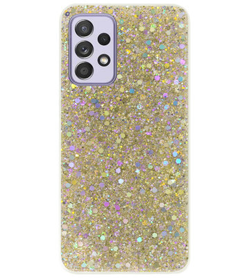 ADEL Premium Siliconen Back Cover Softcase Hoesje voor Samsung Galaxy A52(s) (5G/ 4G) - Bling Bling Glitter Goud
