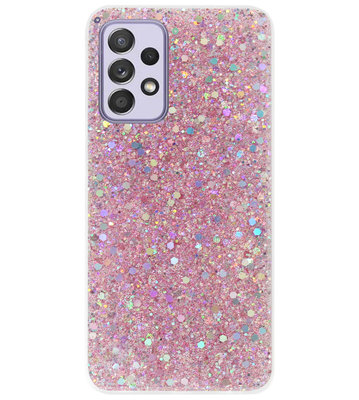 ADEL Premium Siliconen Back Cover Softcase Hoesje voor Samsung Galaxy A52(s) (5G/ 4G) - Bling Bling Roze