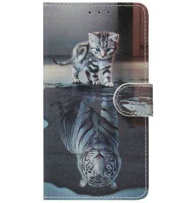 ADEL Kunstleren Book Case Pasjes Portemonnee Hoesje voor Samsung Galaxy A52(s) (5G/ 4G) - Poezen Tijger