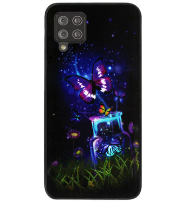 ADEL Siliconen Back Cover Softcase Hoesje voor Samsung Galaxy A42 - Vlinder Paars