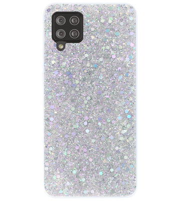 ADEL Premium Siliconen Back Cover Softcase Hoesje voor Samsung Galaxy A42 - Bling Bling Glitter Zilver