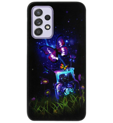 ADEL Siliconen Back Cover Softcase Hoesje voor Samsung Galaxy A72 - Vlinder Paars