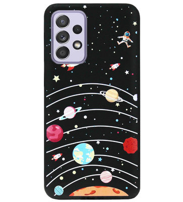 ADEL Siliconen Back Cover Softcase Hoesje voor Samsung Galaxy A72 - Ruimte Heelal Cartoon