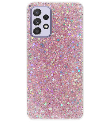 ADEL Premium Siliconen Back Cover Softcase Hoesje voor Samsung Galaxy A72 - Bling Bling Roze