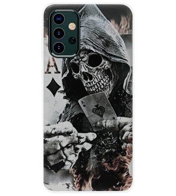 ADEL Siliconen Back Cover Softcase Hoesje voor Samsung Galaxy A32 - Schedel Speelkaarten