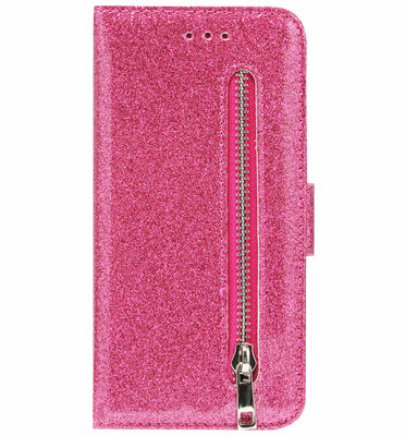 ADEL Kunstleren Book Case Pasjes Portemonnee Hoesje voor Samsung Galaxy A32 - Bling Bling Glitter Roze