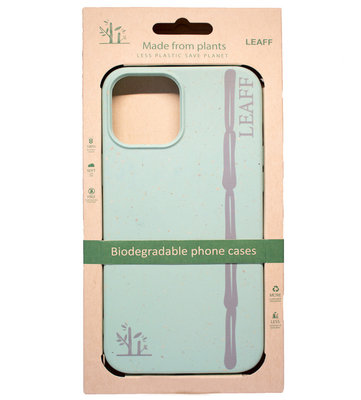 LEAFF Suikerriet Back Cover Softcase Hoesje voor iPhone 12 (Pro) - Duurzaam Volledig Composteerbaar Turquoise Groen