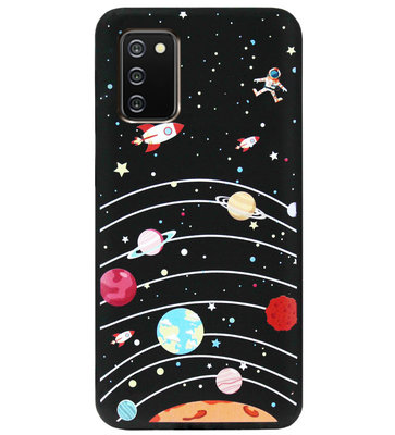 ADEL Siliconen Back Cover Softcase Hoesje voor Samsung Galaxy A02s - Ruimte Heelal Cartoon