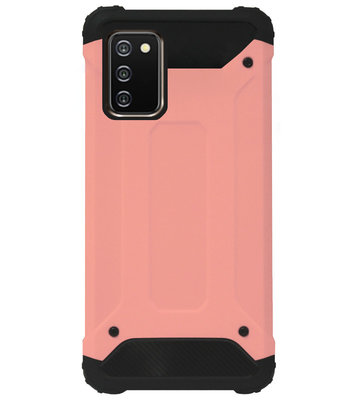 WLONS Rubber Kunststof Bumper Case Hoesje voor Samsung Galaxy A02s - Goud Rose