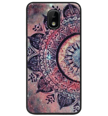ADEL Siliconen Back Cover Softcase Hoesje voor Samsung Galaxy J3 (2018) - Mandala Bloemen Rood