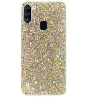 ADEL Premium Siliconen Back Cover Softcase Hoesje voor Samsung Galaxy A11/ M11 - Bling Bling Glitter Goud