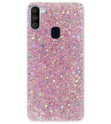 ADEL Premium Siliconen Back Cover Softcase Hoesje voor Samsung Galaxy A11/ M11 - Bling Bling Roze
