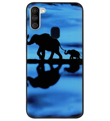 ADEL Siliconen Back Cover Softcase Hoesje voor Samsung Galaxy A11/ M11 - Olifant Familie