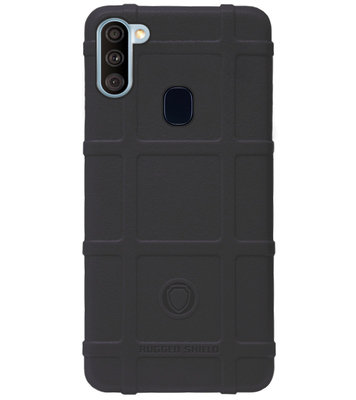 RUGGED SHIELD Rubber Bumper Case Hoesje voor Samsung Galaxy A11/ M11 - Zwart