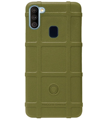 RUGGED SHIELD Rubber Bumper Case Hoesje voor Samsung Galaxy A11/ M11 - Groen