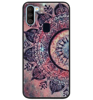 ADEL Siliconen Back Cover Softcase Hoesje voor Samsung Galaxy A11/ M11 - Mandala Bloemen Rood