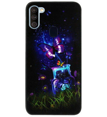 ADEL Siliconen Back Cover Softcase Hoesje voor Samsung Galaxy A11/ M11 - Vlinder Paars