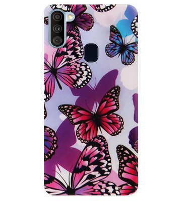 ADEL Siliconen Back Cover Softcase Hoesje voor Samsung Galaxy A11/ M11 - Vlinder Roze