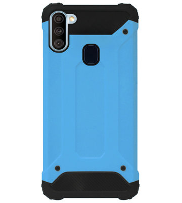 WLONS Rubber Kunststof Bumper Case Hoesje voor Samsung Galaxy A11/ M11 - Blauw