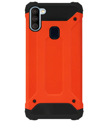 WLONS Rubber Kunststof Bumper Case Hoesje voor Samsung Galaxy A11/ M11 - Oranje