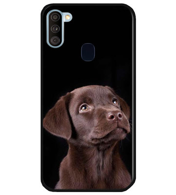 ADEL Siliconen Back Cover Softcase Hoesje voor Samsung Galaxy A11/ M11 - Labrador Retriever Hond Bruin