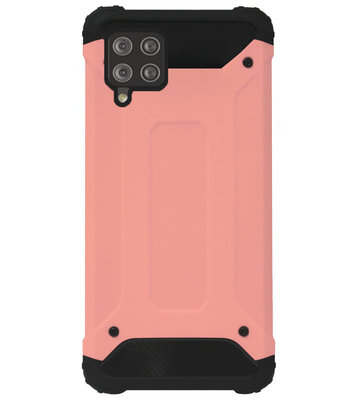 WLONS Rubber Kunststof Bumper Case Hoesje voor Samsung Galaxy A12/ M12 - Goud Rose