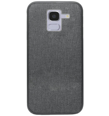 ADEL Siliconen Back Cover Softcase Hoesje voor Samsung Galaxy J6 (2018) - Stoffen Textiel Grijs
