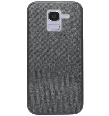 ADEL Siliconen Back Cover Softcase Hoesje voor Samsung Galaxy J6 (2018) - Stoffen Textiel Grijs