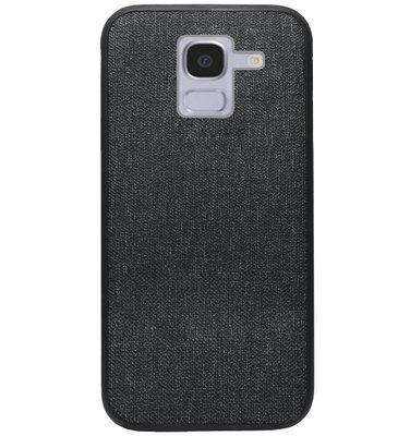 ADEL Siliconen Back Cover Softcase Hoesje voor Samsung Galaxy J6 (2018) - Stoffen Textiel Zwart