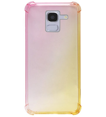 ADEL Siliconen Back Cover Softcase Hoesje voor Samsung Galaxy J6 (2018) - Kleurovergang Roze Geel