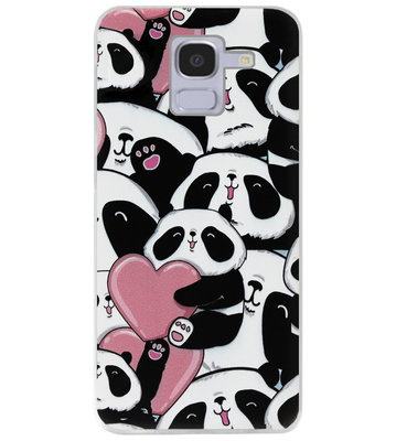 ADEL Siliconen Back Cover Softcase Hoesje voor Samsung Galaxy J6 Plus (2018) - Panda Hartjes