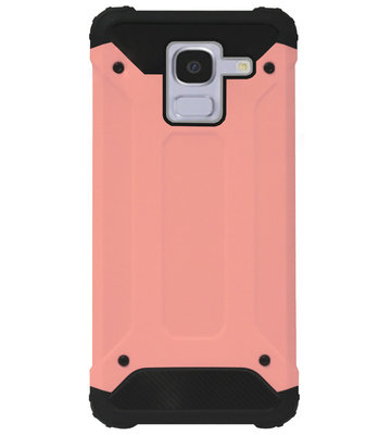 WLONS Rubber Kunststof Bumper Case Hoesje voor Samsung Galaxy J6 Plus (2018) - Goud Rose