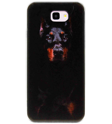 ADEL Siliconen Back Cover Softcase Hoesje voor Samsung Galaxy J4 Plus - Dobermann Pinscher Hond