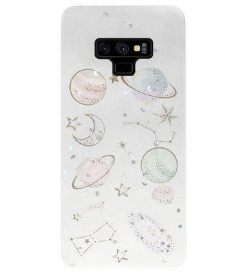 ADEL Siliconen Back Cover Softcase Hoesje voor Samsung Galaxy Note 9 - Ruimte Heelal Bling Glitter Doorzichtig