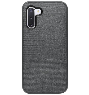 ADEL Siliconen Back Cover Softcase Hoesje voor Samsung Galaxy Note 10 - Stoffen Textiel Grijs