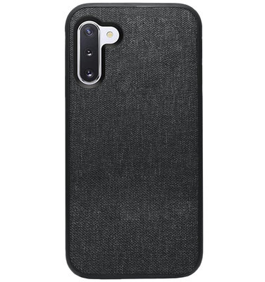 ADEL Siliconen Back Cover Softcase Hoesje voor Samsung Galaxy Note 10 - Stoffen Textiel Zwart