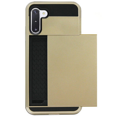 ADEL Kunststof Back Cover Hardcase Hoesje voor Samsung Galaxy Note 10 Plus - Pasjeshouder Goud