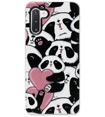 ADEL Siliconen Back Cover Softcase Hoesje voor Samsung Galaxy Note 10 Plus - Panda Hartjes