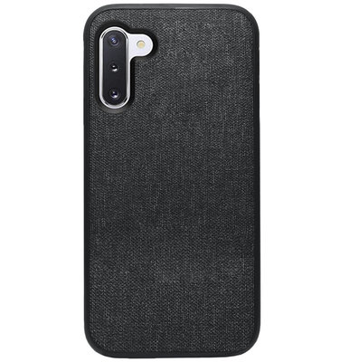 ADEL Siliconen Back Cover Softcase Hoesje voor Samsung Galaxy Note 10 Plus - Stoffen Textiel Zwart