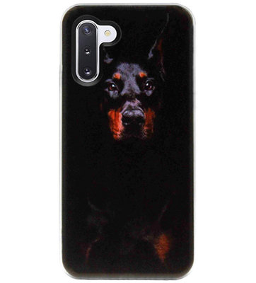 ADEL Siliconen Back Cover Softcase Hoesje voor Samsung Galaxy Note 10 Plus - Dobermann Pinscher Hond