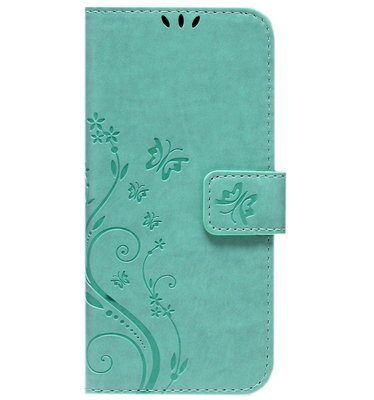 ADEL Kunstleren Book Case Pasjes Portemonnee Hoesje voor Samsung Galaxy Note 10 Lite - Vlinder Groen