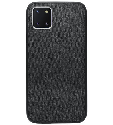 ADEL Siliconen Back Cover Softcase Hoesje voor Samsung Galaxy Note 10 Lite - Stoffen Textiel Zwart