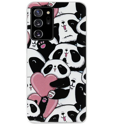 ADEL Siliconen Back Cover Softcase Hoesje voor Samsung Galaxy Note 20 - Panda Hartjes