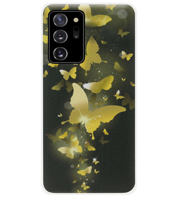ADEL Siliconen Back Cover Softcase Hoesje voor Samsung Galaxy Note 20 - Vlinder Goud