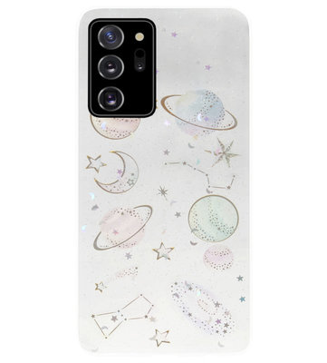 ADEL Siliconen Back Cover Softcase Hoesje voor Samsung Galaxy Note 20 - Ruimte Heelal Bling Glitter Doorzichtig