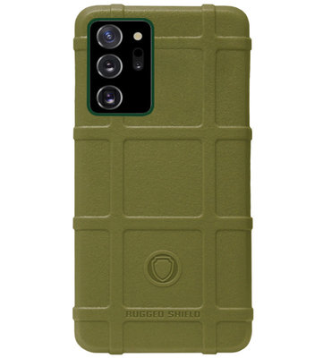 RUGGED SHIELD Rubber Bumper Case Hoesje voor Samsung Galaxy Note 20 - Groen