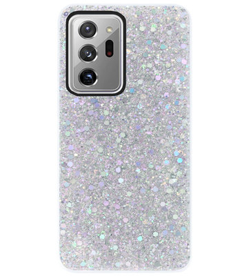 ADEL Premium Siliconen Back Cover Softcase Hoesje voor Samsung Galaxy Note 20 Ultra - Bling Bling Glitter Zilver