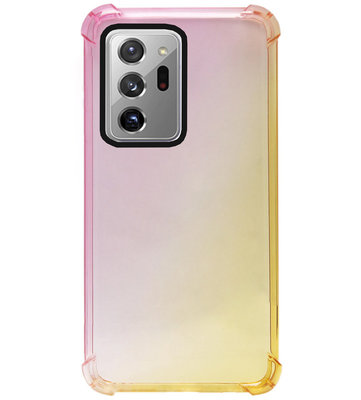 ADEL Siliconen Back Cover Softcase Hoesje voor Samsung Galaxy Note 20 Ultra - Kleurovergang Roze Geel